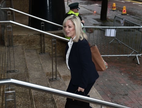 Michelle O'Neill arriving at the Covid inquiry in Belfast today.
