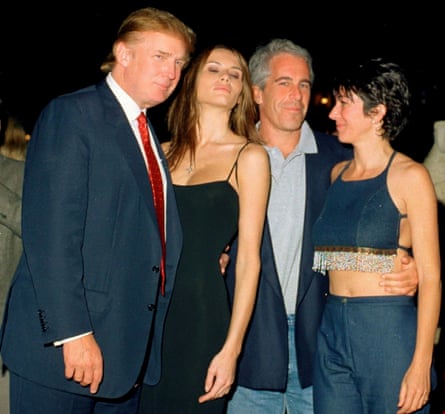 Maxwell with (from left) Donald Trump, Melania and Epstein, in 2001, at Mar-a-Lago.