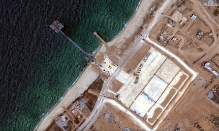 A satellite image shows the aid pier in Gaza before its removal, June 12, 2024.