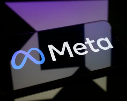 The Meta logo appears on a smartphone screen