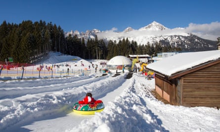 the snowpark and nursery slopes at Andalo