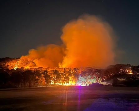 An out-of-control fire is burning at Longwood, Victoria amid the heatwave.