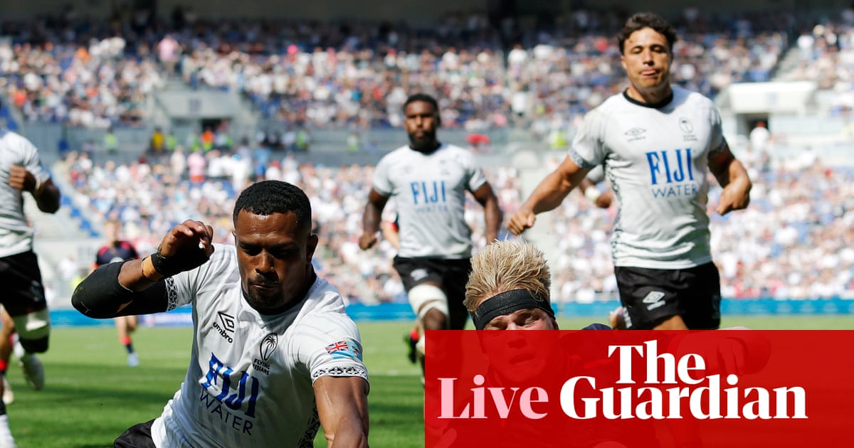 Fiji and England players contest the Nations Championship match