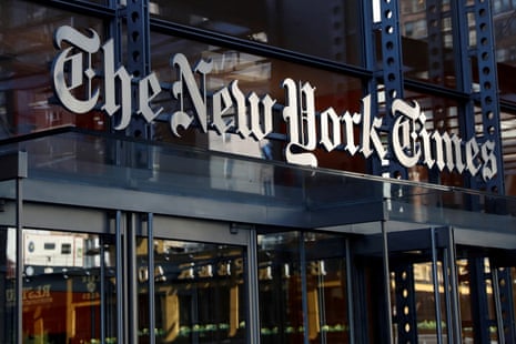 The entrance to the New York Times building in Times Square, Manhattan.