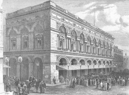 Black and white print of Free Trade Hall dating from 1898