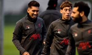 Roberto Firmino trains with Liverpool on Thursday evening.