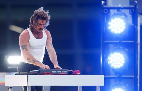 Peking Duk perform during the 2025 AFLW grand final at Ikon Park