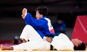 Japan’s Uta Abe celebrates.