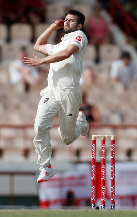 England’s Mark Wood in action in St Lucia