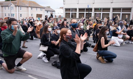 Protesters at a Black Lives Matter march in Brighton, June 2020