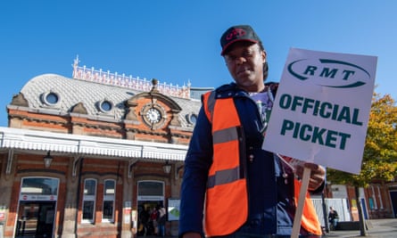 RMT picket at Slough railway station, 8 October 2022.