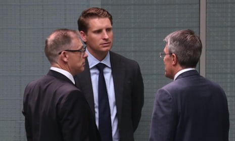 Andrew Hastie (centre) and Anthony Byrne (left) released a statement on behalf of security and intelligence committee rejecting a dinner invitation at the Qatari ambassador’s residence in Canberra.