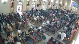 A closed circuit television image shows a suspected bomber framed in a doorway at St Sebastian’s Church in Negombo.