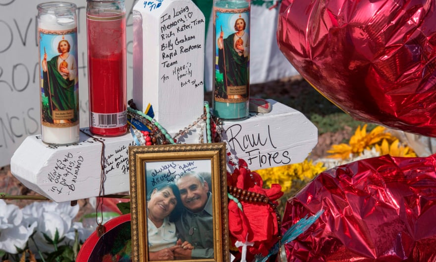 Signs and crosses at the makeshift memorial for victims El Paso shooting in El Paso, Texas.