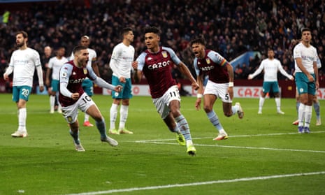 Aston Villa’s Ollie Watkins celebrates scoring his sides first goal.