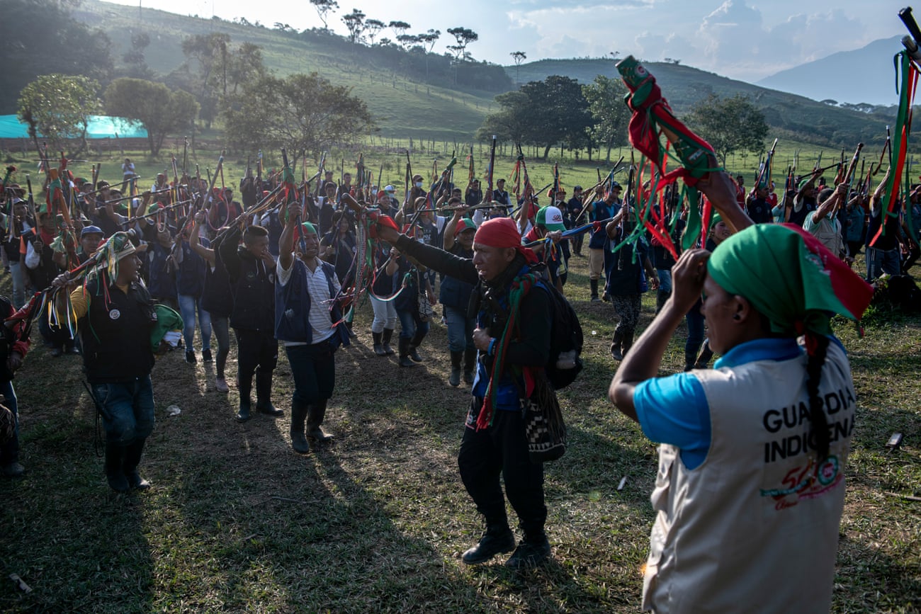José Albeiro Camayo, center, one of the leaders of the Indigenous Guard