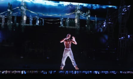 A hologram of the late rapper Tupac appears at the 2012 Coachella festival.