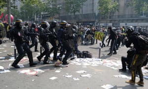 Police clash with protesters in Paris during the May Day demonstration
