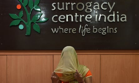 A surrogate mother poses at Surrogacy Centre India clinic in New Delhi
