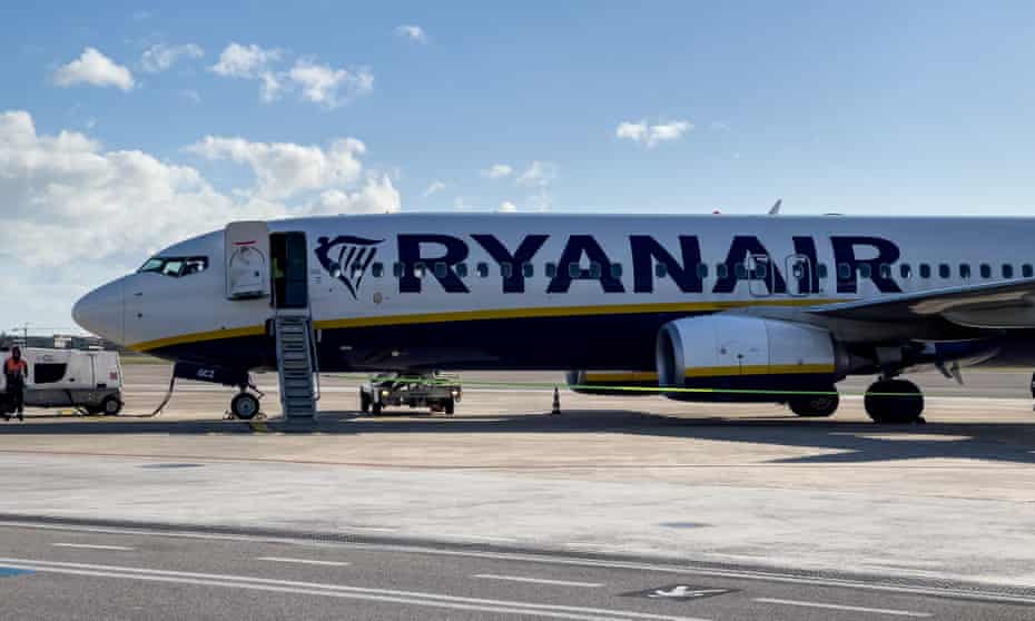 A view of the Ryanair Boeing 737-800 at Brindisi Airport in Brindisi this month.