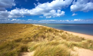 Holkham Bay and Burnham Harbour viewed from the dunes anear Burnham Overy Staithe.