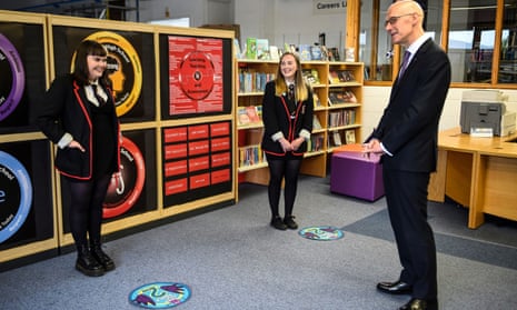 John Swinney, Scotland’s deputy first minister and education minister, at Stonelaw High School in Glasgow last week.