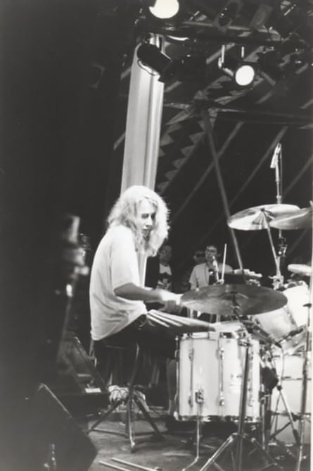 Lindy Morrison plays drums with from the Go-Betweens at the Roskilde festival