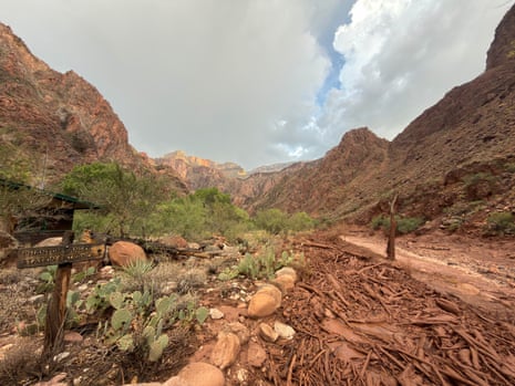 cloudy skies over area of grand canyon