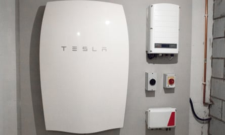 Tesla’s Powerwall energy unit installed at a home in Cardiff, UK.