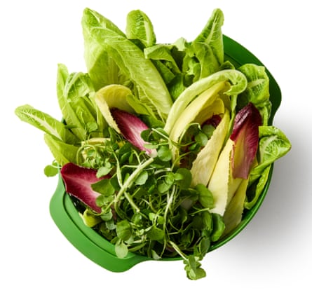 Felicity Cloake’s cobb salad, bowl of salad leaves