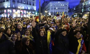 People protest against Venezuela’s Nicolás Maduro in Madrid, Spain.