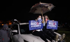 Joe Biden supporters at a drive-in rally in Philadelphia on Sunday.