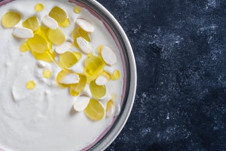 The Spanish ajo blanco is a cold soup made with bread, almonds and garlic.