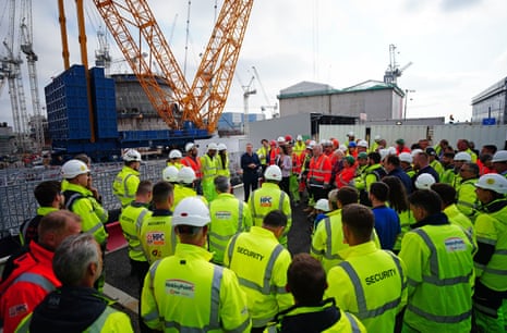 Keir Starmer speaking to workers at Hinkley Point nuclear power station this morning.