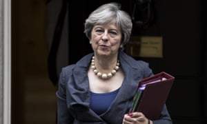 Theresa May leaves 10 Downing Street to attend prime minister’s questions on 11 October 2017.