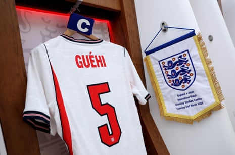 A wide position of Marc Guehi's garment connected show alongside nan captains armband