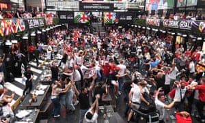 England fans at BOXPARK Croydon watching the Italy v England, UEFA Euro 2020.