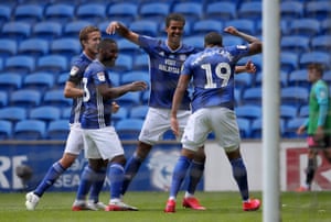 Cardiff’s Robert Glatzel celebrates after his goal.