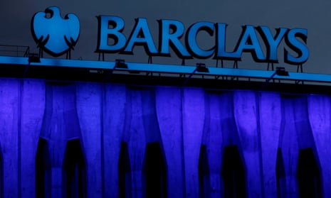 Barclays logo on the top of one of its branches in Madrid
