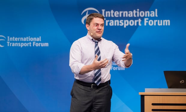 Corey Owens, Head of Global Public Policy of Uber, presenting at the International Transport Forum in Leipzig, Germany, on May 22, 2014
