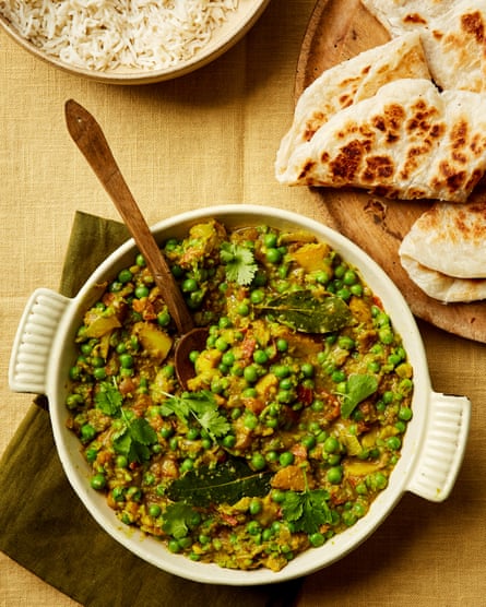 Maunika Gowardhan’s green pea and potato curry.