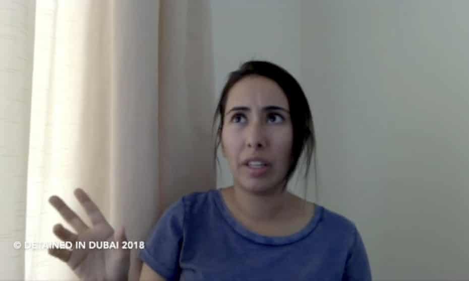 Sheikha Latifa bint Mohammed Al Maktoum, a daughter of Dubai’s ruler, in a 40-minute video in which she says she’s planning on fleeing the country in Dubai, UAE.