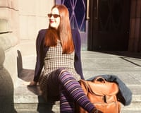Anneke Schmidt, in 2016 sitting in front of a university entrance with her teacher’s bag beside me. It was taken in 2016 during my teacher-training year