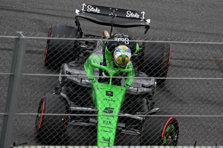 Sauber Formula One car next to fence
