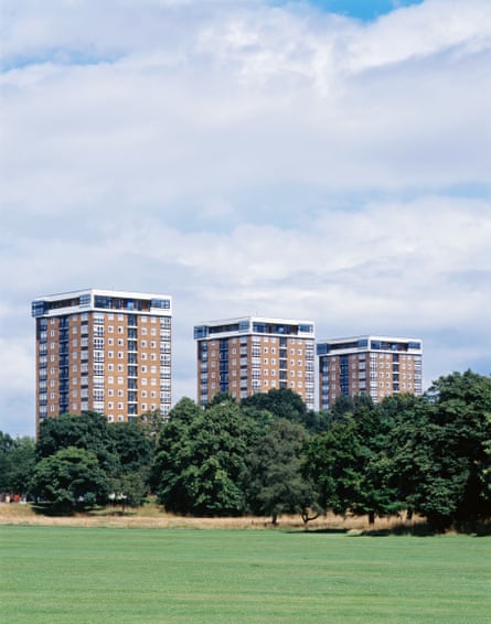 Three tower blocks overlook Sefton Park