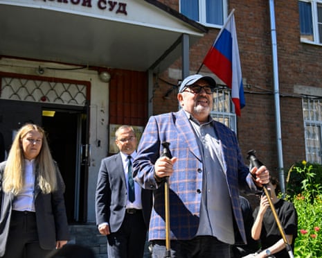 Russian opposition politician Boris Nadezhdin, charged with "demonstrating extremist symbols" for a 2023 video he shared that briefly showed a picture of late opposition leader Alexei Navalny - who died in prison in 2024, talks to the media outside a court building in the town of Dolgoprudny in the Moscow region last week.
