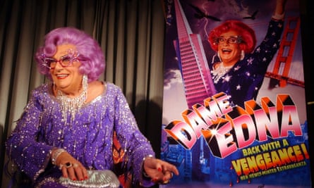 Barry Humphries found success in London with a series of stage shows from 1976 onwards, but recognition in the US took longer. Dame Edna: Back With a Vengeance was seen there in 2004.