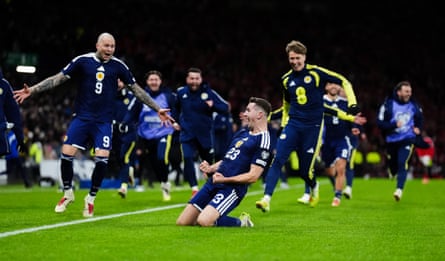 Scotland’s Kenny McLean celebrates scoring during the World Cup European qualifying match at Hampden Park, Glasgow, in November.