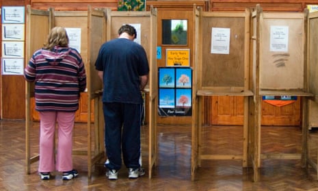 Voters at booths