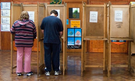 People voting at a polling station